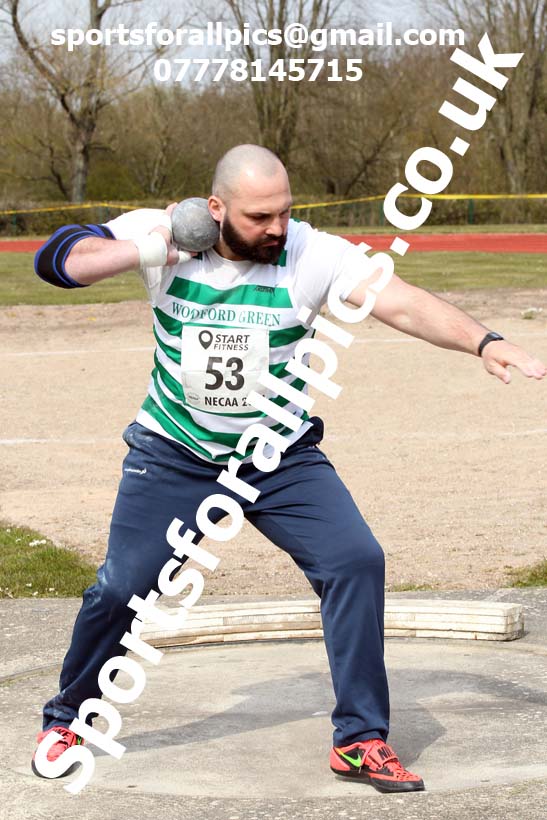 Shot putt, 2021 NECAA Open Graded Meeting, Morpeth. Photo: David T. Hewitson/Sports for All Pics